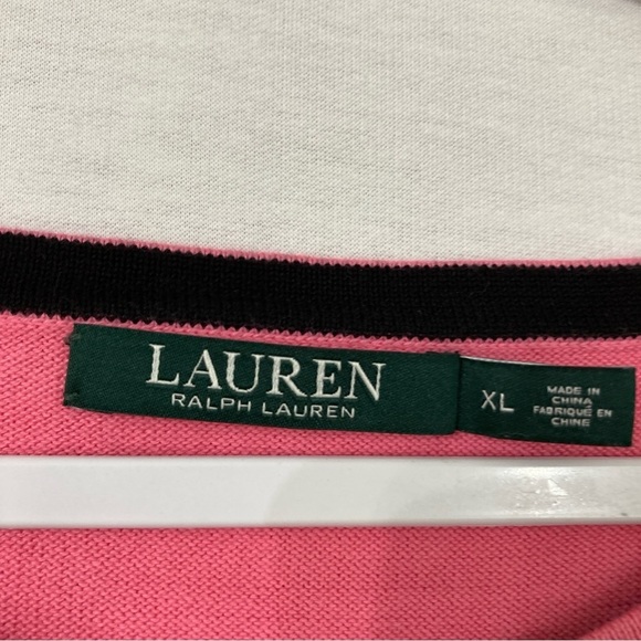 Lauren Ralph Lauren Pink Round Neck Mesh Sleeve Knit Pullover Top XL - Picture 2 of 10